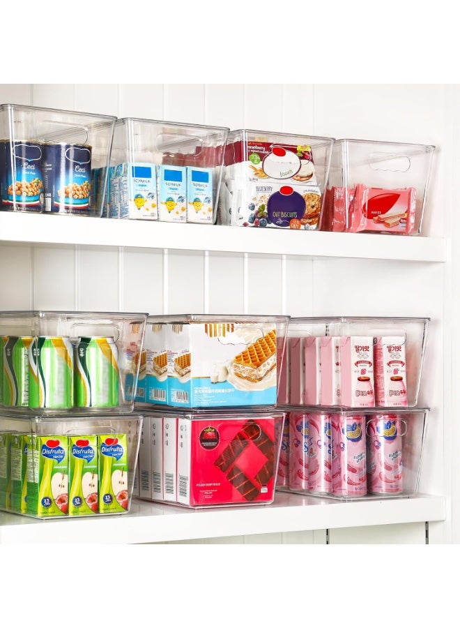 Soofam 6 transparent stackable storage boxes with LIDS, large plastic containers with handles, for storage room organization and storage, suitable for bathroom, cabinet, kitchen, refrigerator, closet organization (M size) - Image 4