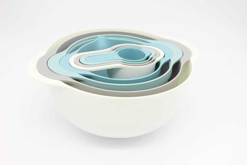 MiHerom Plastic Nesting Bowls Set with 2 Mixing bowls,Colanders,4 Measuring Cups,Sifter for Baking,Food Prep,RV Camping Accessories,8 Pieces - Image 2