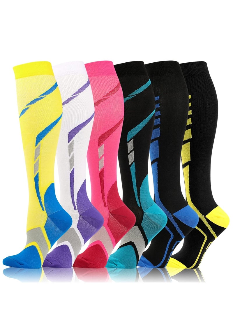 Zikra Compression Socks for Women Men, 6 Pairs Knee High Compression Stockings for Men Women, 15-20mmHg Copper Graduated Pressure Socks for Nurses Flying Travel Pregnancy - Image 1