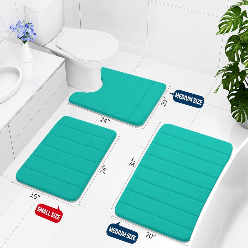 Buganda Memory Foam Bath Mat, 60" x 24", Ultra Soft and Non-Slip Bathroom Rugs, Water Absorbent and Machine Washable Bath Rug Runner for Bathroom, Shower, and Tub, Teal - Image 2