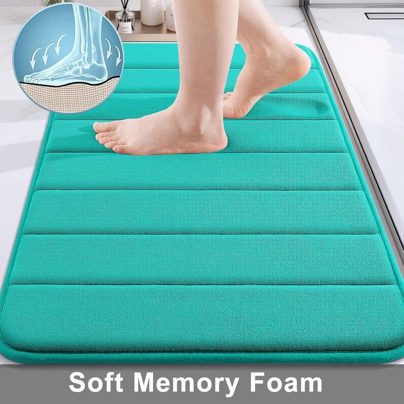 Buganda Memory Foam Bath Mat, 60" x 24", Ultra Soft and Non-Slip Bathroom Rugs, Water Absorbent and Machine Washable Bath Rug Runner for Bathroom, Shower, and Tub, Teal - Image 3