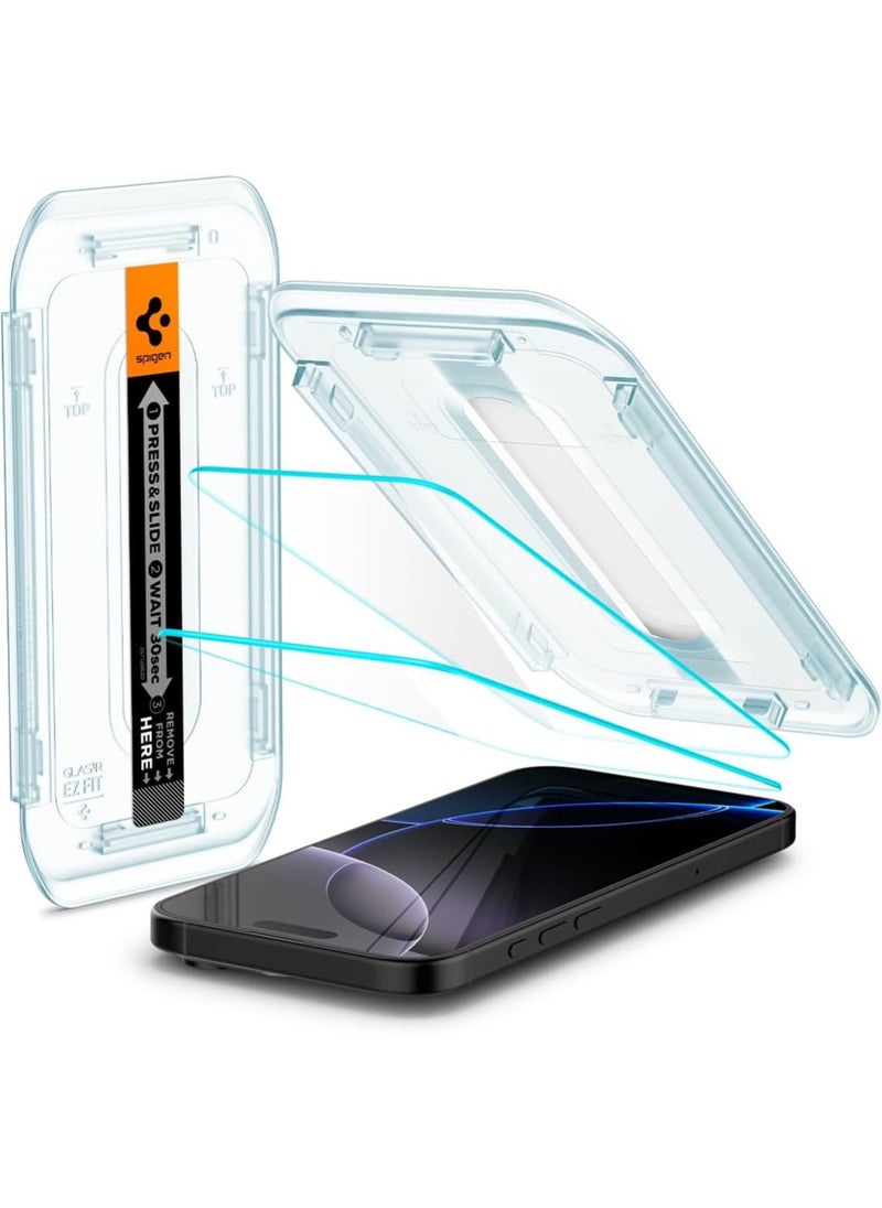 Spigen - GLAStR EZ FIT Tempered Glass iPhone 16 PRO Screen Protector - Case Friendly with Sensor Protection [2 PACK] - Image 1