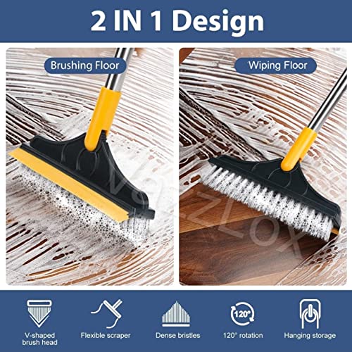 VazzLox Bathroom Cleaning Brush with Wiper 2 in 1 Tiles Cleaning Toilet Brush Floor Scrub Bathroom Brush with Long Handle 120° Rotate Bathroom Floor Cleaning Brush Bathroom Cleaning Accessories - Image 2