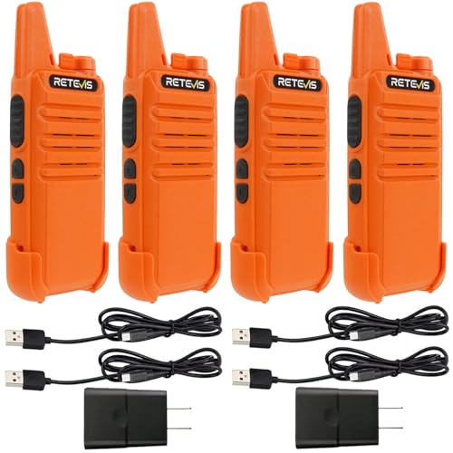 Retevis RT22 Rechargeable Walkie Talkies, Long Range Two Way Radio for Adults, Portable Handheld Radio, Voice Activated, Emergency Alarm, Upgraded Type-C Charing, Outdoor Hiking Travel(4 Pack, Orange) - Image 1