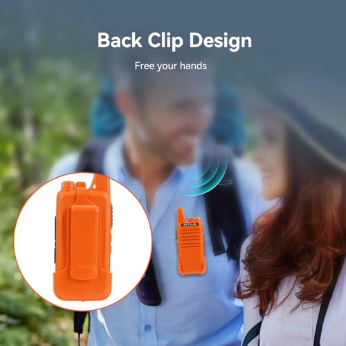 Retevis RT22 Rechargeable Walkie Talkies, Long Range Two Way Radio for Adults, Portable Handheld Radio, Voice Activated, Emergency Alarm, Upgraded Type-C Charing, Outdoor Hiking Travel(4 Pack, Orange) - Image 3