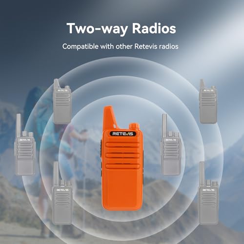 Retevis RT22 Rechargeable Walkie Talkies, Long Range Two Way Radio for Adults, Portable Handheld Radio, Voice Activated, Emergency Alarm, Upgraded Type-C Charing, Outdoor Hiking Travel(4 Pack, Orange) - Image 4