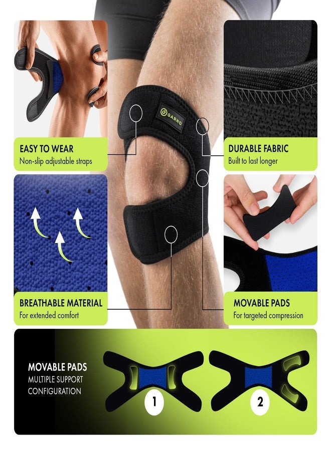 GARNO Knee Brace for Pain Relief by Meniscus Tear, MCL, Arthritis, ACL, Osgood Schlatter, Compression Patellar Tendon Support Strap for Working Out, Running, Weightlifting; Men, Women; (Large Size) - Image 3