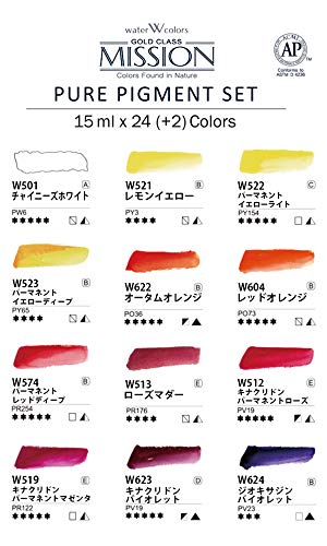Mijello Mission Gold Class Pure Pigment Watercolor MWC-1524P, 15ml x 24 Colors (7 Milliliter x 2ea) - Image 2