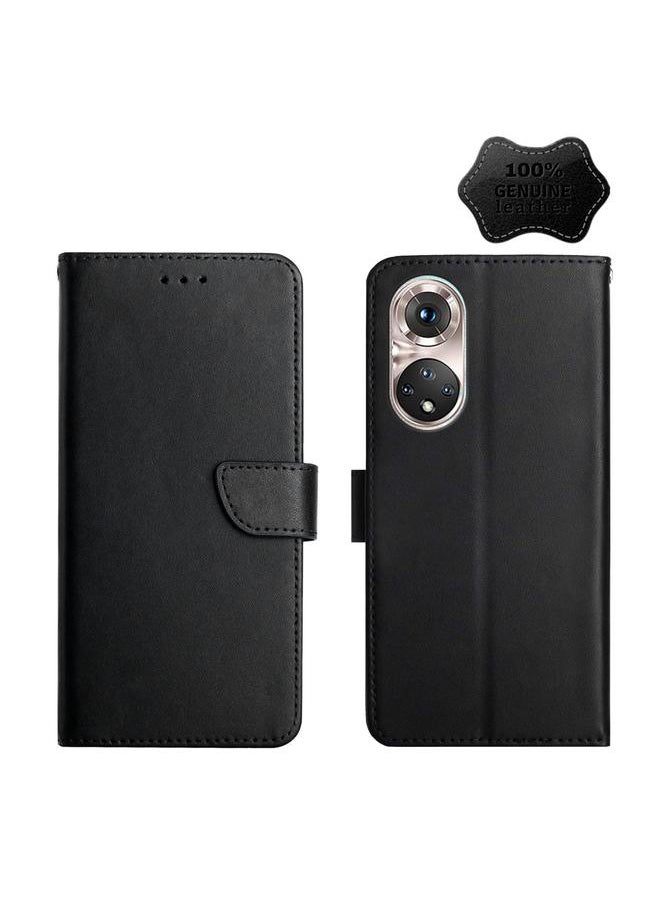 Green Tiger Case For Huawei P50 Genuine Leather Fingerprint-proof Horizontal Flip Phone Case  - Image 1