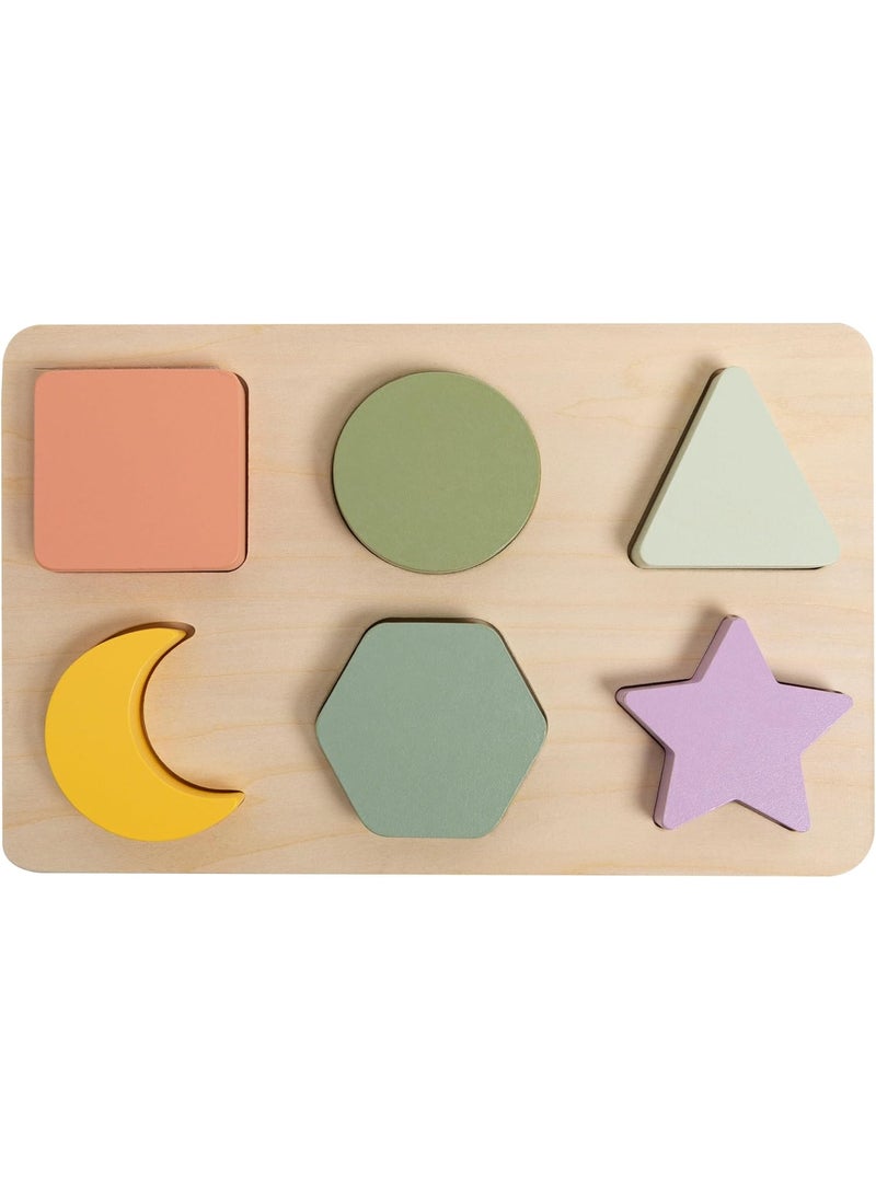 pearhead Pearhead Wooden Shapes Puzzle Early Developmental Montessori Colors and Shapes Toy Interactive Learning Games for Baby and Toddler 6 Shapes Included FSC Certified  - Image 1