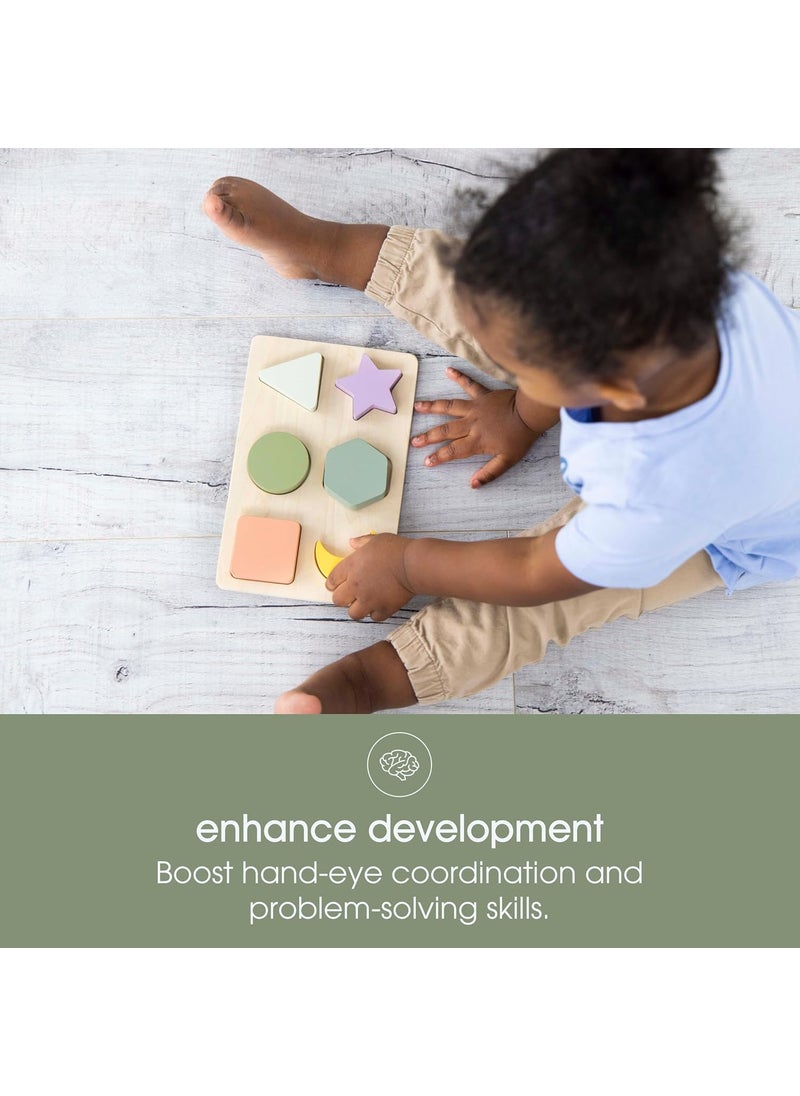 pearhead Pearhead Wooden Shapes Puzzle Early Developmental Montessori Colors and Shapes Toy Interactive Learning Games for Baby and Toddler 6 Shapes Included FSC Certified  - Image 3