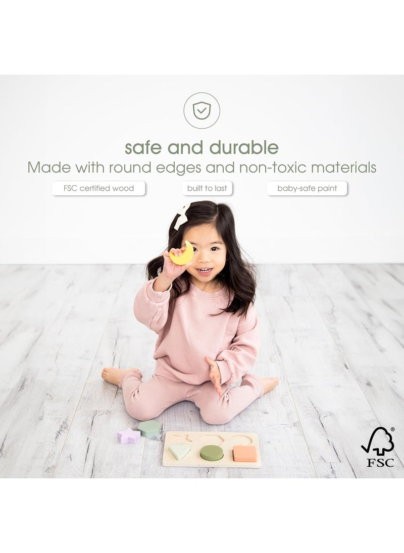 pearhead Pearhead Wooden Shapes Puzzle Early Developmental Montessori Colors and Shapes Toy Interactive Learning Games for Baby and Toddler 6 Shapes Included FSC Certified  - Image 4