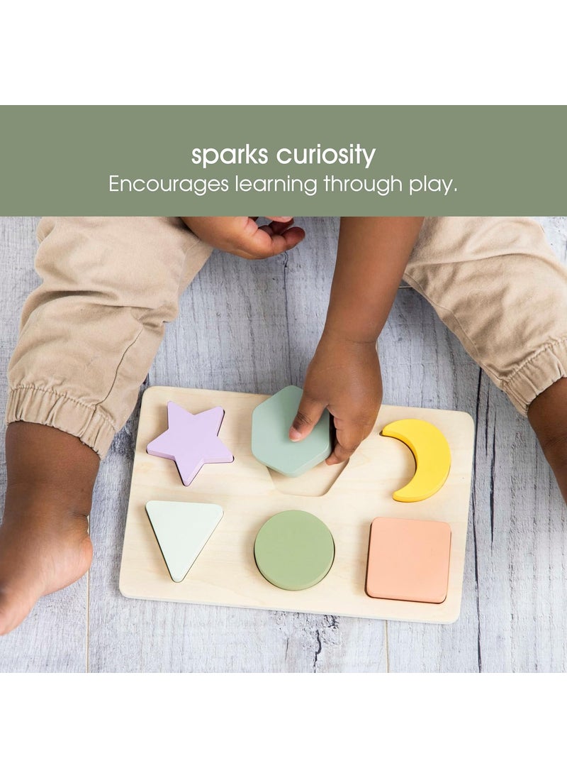 pearhead Pearhead Wooden Shapes Puzzle Early Developmental Montessori Colors and Shapes Toy Interactive Learning Games for Baby and Toddler 6 Shapes Included FSC Certified  - Image 5