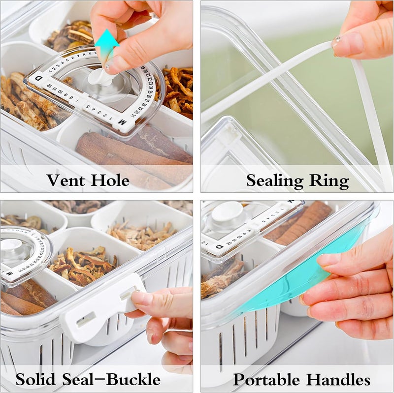 MineSign Divided Food Serving Tray with Lids Stackable Snackle Box for Candy Nuts Spice Fruit&Veggie Container with 6 Small Dividers Plastic Storage Bins for Fridge Pantry Freezer - Image 5