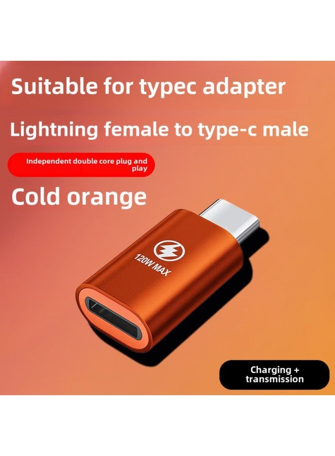 Applicable To Apple Charging Adapter Typec To Lightning Female PD120W Converter 13 Accessories Tpc-Color:Ice Orange  20w Charging + Transmission  - Image 1