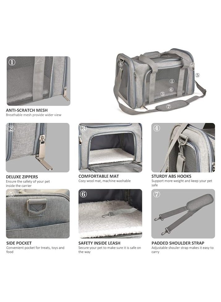 عام حامل للقطط والكلاب الصغيرة والمتوسطة للقطط الجراء حتى 15 رطلاً، موافق عليه من قبل TSA، حامل ناعم الجوانب، قابل للطي للسفر مع الجراء. - Image 3
