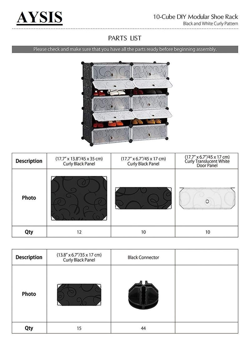 AYSIS International Quality DIY Shoe Rack Organizer/Multi-Purpose Plastic 10 Layers Portable And Folding Shoe Rack (Black) - Image 4