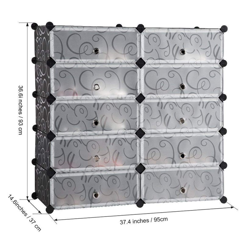 AYSIS International Quality DIY Shoe Rack Organizer/Multi-Purpose Plastic 10 Layers Portable And Folding Shoe Rack (Black) - Image 3