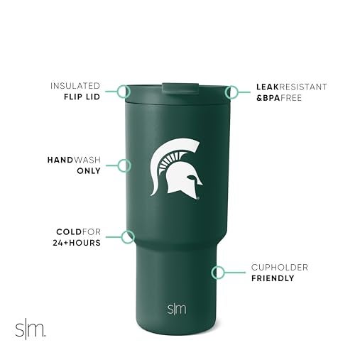 Simple Modern Officially Licensed Collegiate Michigan State Spartans 30oz Tumbler with Flip Lid and Straws Insulated Cup Stainless Steel Gifts for Men Trek Collection Michigan State University - Image 3