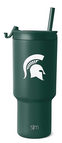 Simple Modern Officially Licensed Collegiate Michigan State Spartans 30oz Tumbler with Flip Lid and Straws Insulated Cup Stainless Steel Gifts for Men Trek Collection Michigan State University - Image 1