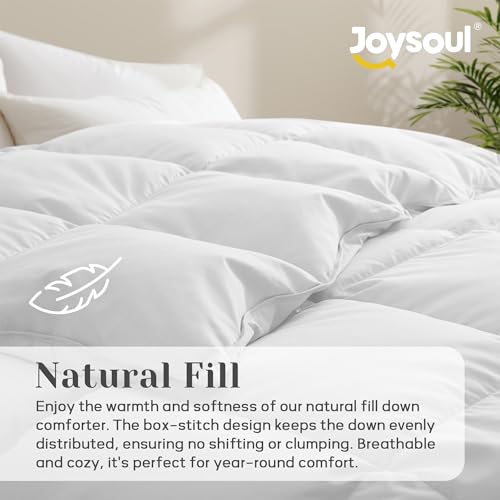 Joysoul Queen Size Down Comforter - All Season Ultra Soft Goose Down & Feather Fiber Fill, Luxury Hotel White Duvet Insert with Corner Tabs (88" X 88") - Image 3