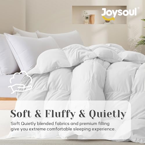 Joysoul Queen Size Down Comforter - All Season Ultra Soft Goose Down & Feather Fiber Fill, Luxury Hotel White Duvet Insert with Corner Tabs (88" X 88") - Image 2