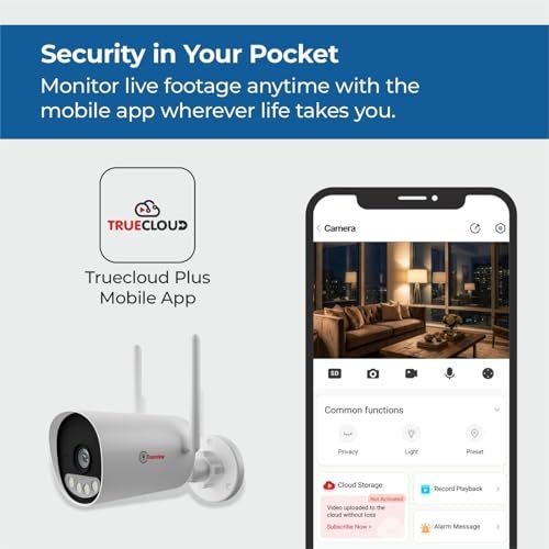 Trueview 3MP All Time Color Wi-Fi Smart Bullet CCTV Security Camera | Two-Way Audio | Human Detection IP66 Waterproof Supports Upto 256GB Memory Card | Alexa Compatible T18295S 2026 Edition - Image 3