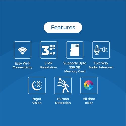 Trueview 3MP All Time Color Wi-Fi Smart Bullet CCTV Security Camera | Two-Way Audio | Human Detection IP66 Waterproof Supports Upto 256GB Memory Card | Alexa Compatible T18295S 2026 Edition - Image 4