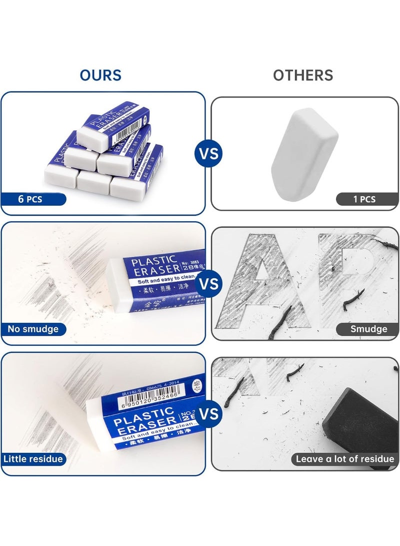 TAPIT 10PCS/Set 2B Rubber Erasers, Small White Pencil Erasers for Kids, Latex Free Plastic Classic Eraser Set for School Home Office Sketches Paintings Fine Arts - Image 5