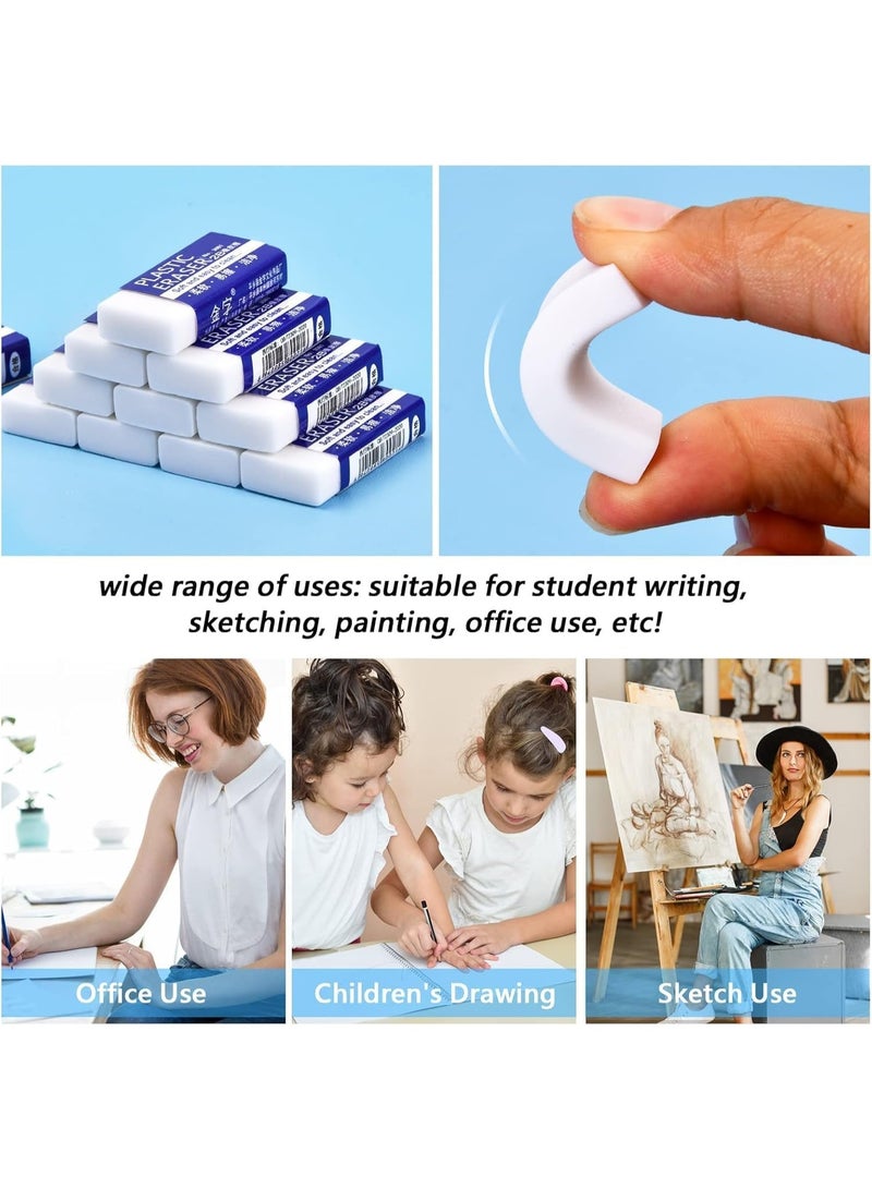 TAPIT 10PCS/Set 2B Rubber Erasers, Small White Pencil Erasers for Kids, Latex Free Plastic Classic Eraser Set for School Home Office Sketches Paintings Fine Arts - Image 3