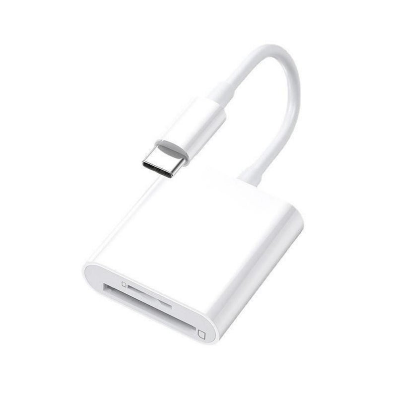 مقارئ بطاقات متعدد الوظائف للهاتف المحمول من النوع Type-C 2 في 1 [TF+SD] محول 2 في 1 محول كاميرا أبيض - Image 1