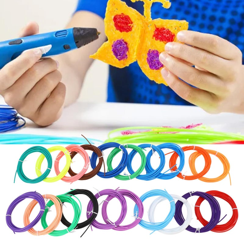 قلم الطباعة ثلاثية الأبعاد، خيوط 20 لونًا، مادة PCL، قطر 1.75 مم، مرن وخالي من الفقاعات، للأطفال وأعمال الحرف اليدوية DIY - Image 4