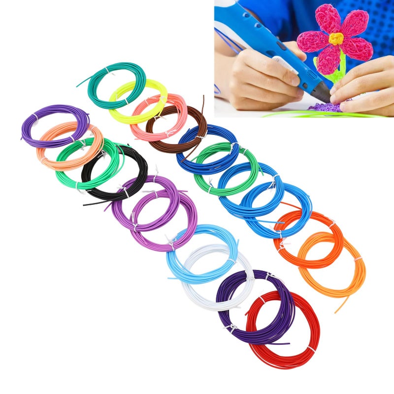 قلم الطباعة ثلاثية الأبعاد، خيوط 20 لونًا، مادة PCL، قطر 1.75 مم، مرن وخالي من الفقاعات، للأطفال وأعمال الحرف اليدوية DIY - Image 5