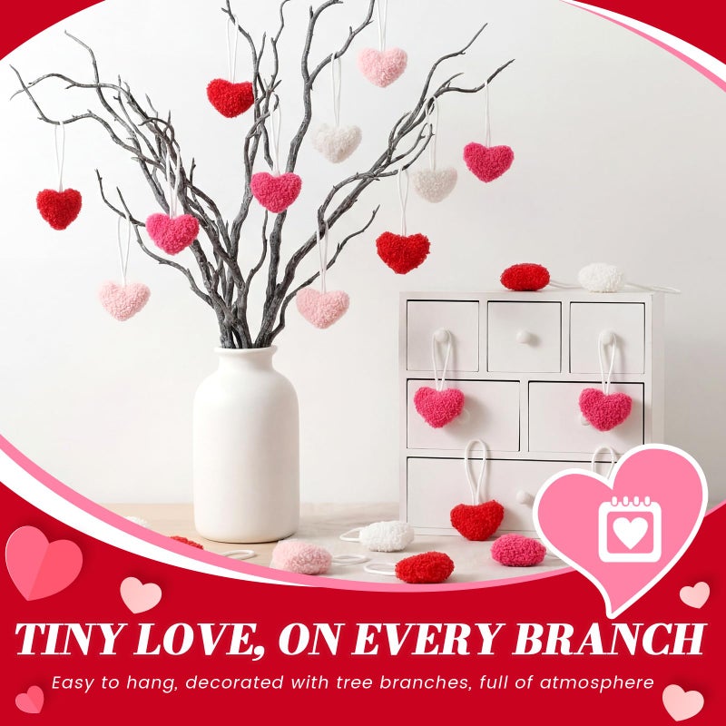 Novabright 24 Pcs Valentines Heart Ornaments 2.4 Inch Felt Heart Ornaments Fuzzy Valentine Tree Hanging for Wedding Mother Day Anniversary Party Decoration(24, Multi-Color) - Image 5