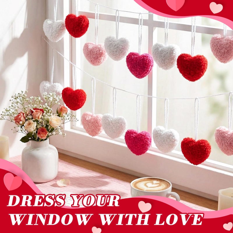 Novabright 24 Pcs Valentines Heart Ornaments 2.4 Inch Felt Heart Ornaments Fuzzy Valentine Tree Hanging for Wedding Mother Day Anniversary Party Decoration(24, Multi-Color) - Image 3