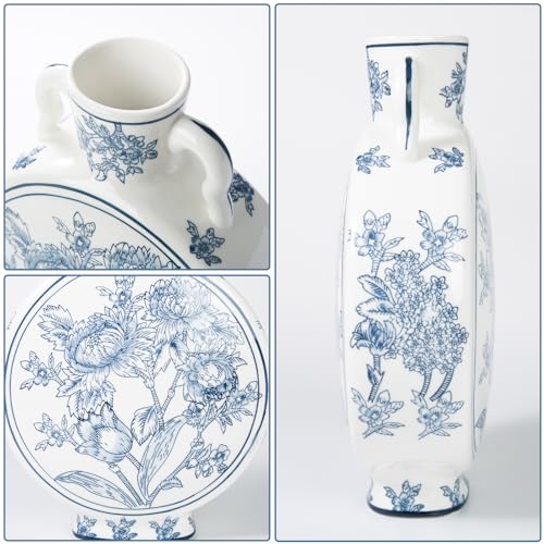 Magclay Blue and White Vase for Home Decor, Chinoiserie Vase Decor, Ceramic Large Vases, Flowers and Branches - Image 4