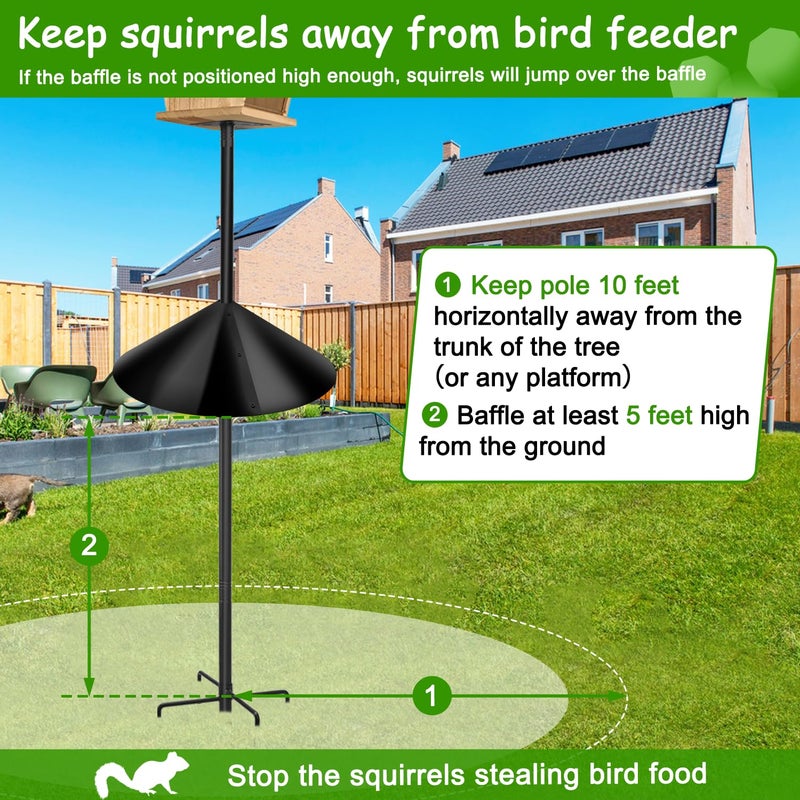 Lezcufer PP Squirrel Proof Baffle, Pole Mount Squirrel Guard Stopper for Outdoors Bird Feeder Pole - (Black, 16inch,1 Pack) - Image 4