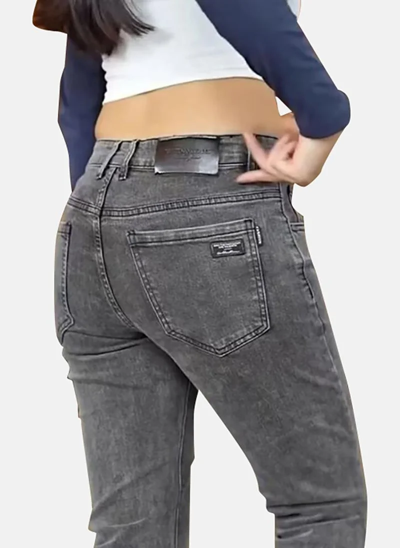 يونيكي Grey Regular Fit Mid-Rise Jeans
