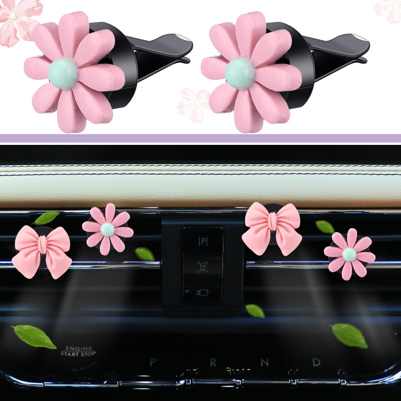 BBTO 42 Pcs Pink Bow Car Accessories Set for Women Pink Steering Wheel Cover Bow Hook Car Coaster Air Vent Clip Seat Belt Covers Diamond Rings Sticker Coquette Cute Gifts - Image 3
