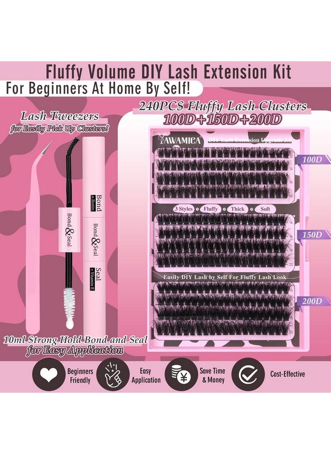 Eyelash Extension Kit Fluffy Thick Volume Lash Extension Kit 1420Mm D Curl Mink Lash Clusters 240Pcs Individual Lashes Kit With Bond And Seal And Lash Applicator Diy At Home For Beginner By Yawamica - pzsku/ZA69E2798FEA35898F3C3Z/45/_/1707975285/bde8f9d8-4df4-45d6-9647-9f328b14fc0c