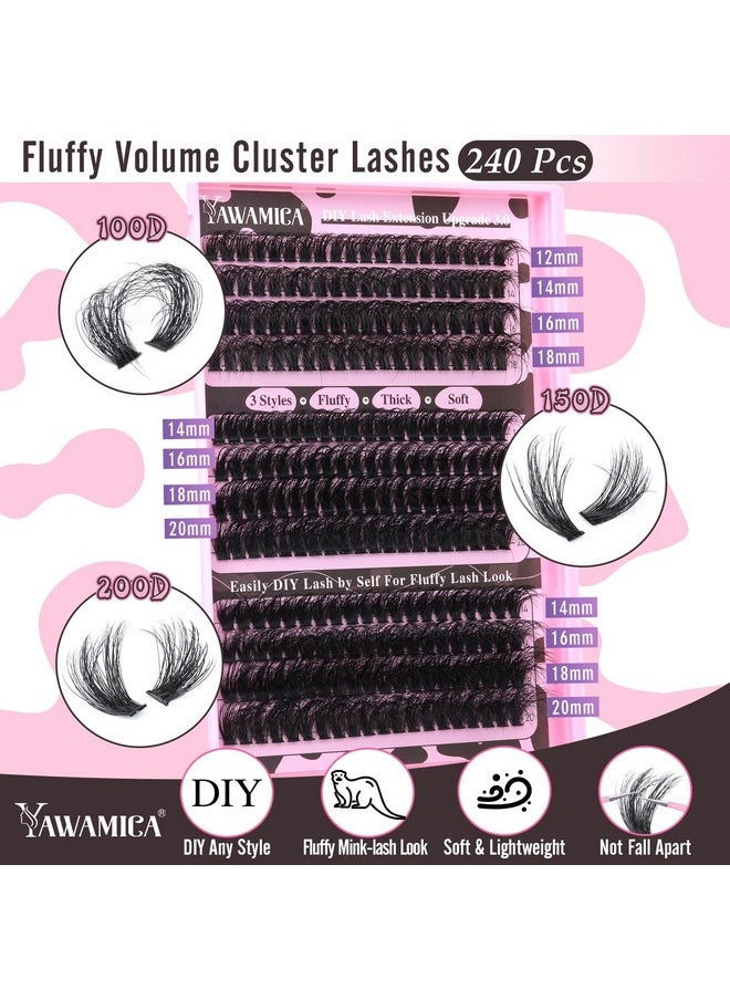 Eyelash Extension Kit Fluffy Thick Volume Lash Extension Kit 1420Mm D Curl Mink Lash Clusters 240Pcs Individual Lashes Kit With Bond And Seal And Lash Applicator Diy At Home For Beginner By Yawamica - pzsku/ZA69E2798FEA35898F3C3Z/45/_/1707975298/a19cdce0-2bb4-4120-990c-593e4bad42ee