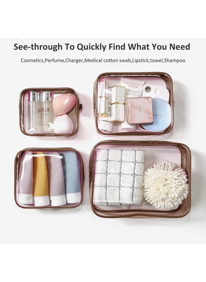 LETGO 4 Pack Tsa Approved Clear Travel Toiletry Bag Zippers Carry-On Travel Size Toiletries Clear Makeup Bags In 4 Size Travel Accessories Essentials For Men And Women (Coffee, Pack Of 4)  - Image 4