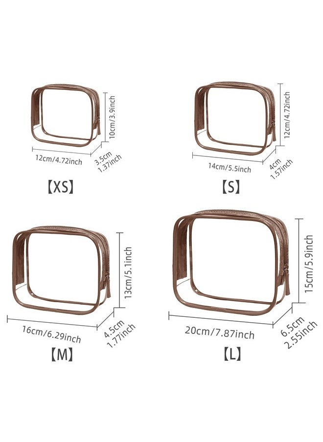 LETGO 4 Pack Tsa Approved Clear Travel Toiletry Bag Zippers Carry-On Travel Size Toiletries Clear Makeup Bags In 4 Size Travel Accessories Essentials For Men And Women (Coffee, Pack Of 4)  - Image 2