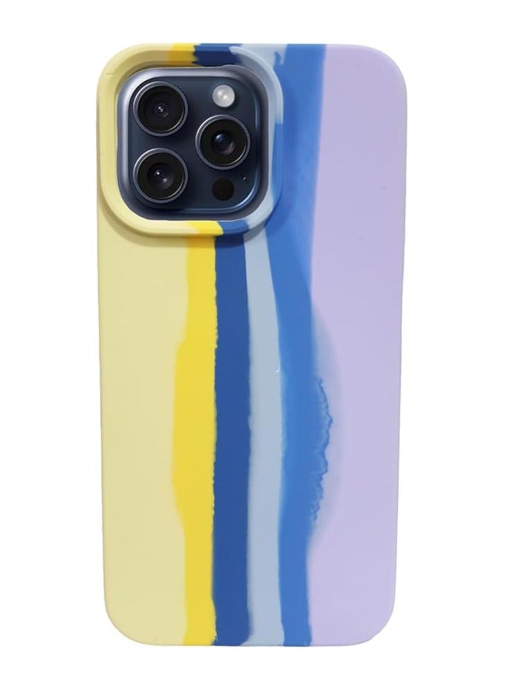Luxury Colorful Silicone Phone Case for iPhone 15 Pro (Yellow and Light Purple), Simple Cover 