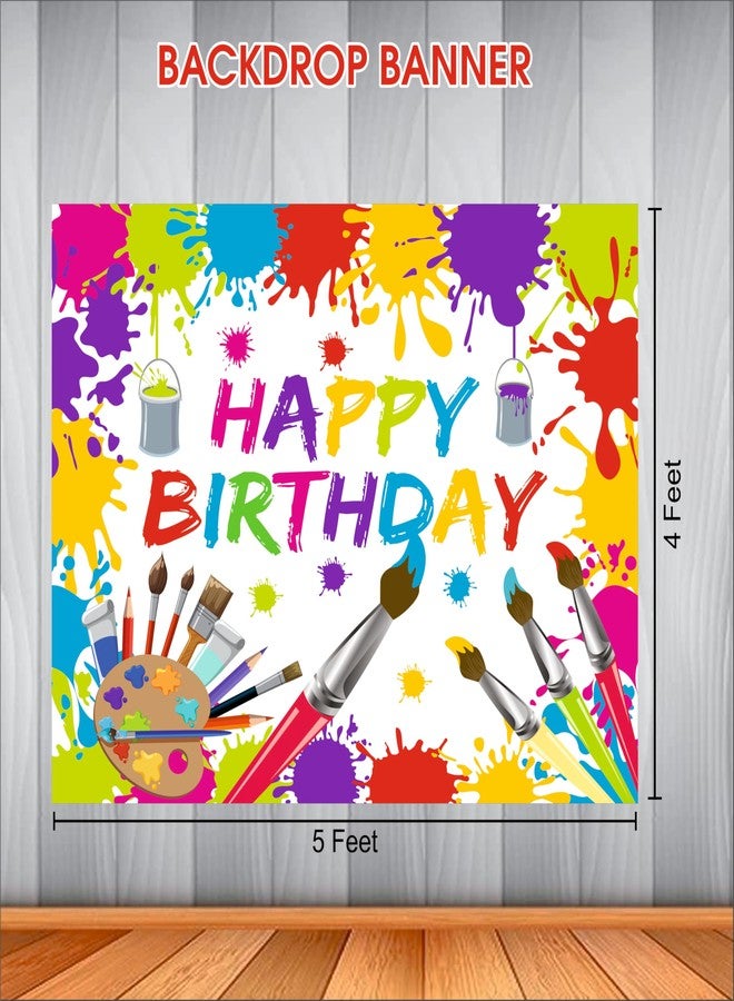 Party Baazaar Art Attack Birthday Backdrop 5x4 Ft | Backdrops for Decoration | Birthday Decoration Backdrop | Banner for Kids Theme Party - Image 3