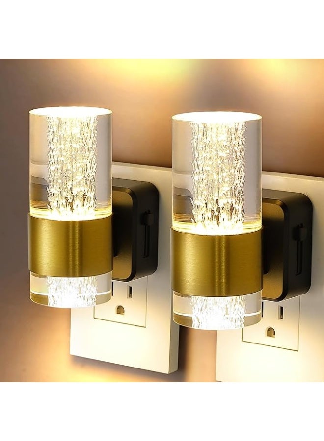 2 PCS LED Night Light Plug in,Automatic Nightlight with Dusk to Dawn Sensor,Soft White 3000K,0-100 LM Adjustable Brightness,0.5W UK Plug Night Lamp Dimmable for Bedroom Bathroom Kitchen Stair - Image 1