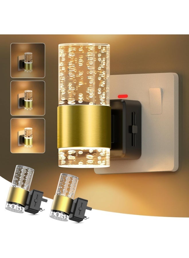 2 قطعة مصباح ليلي LED قابل للتوصيل، مصباح ليلي أوتوماتيكي مزود بمستشعر من الغسق إلى الفجر، أبيض ناعم 3000K، سطوع قابل للتعديل من 0 إلى 100 LM، مصباح ليلي بقدرة 0.5 وات ومقبس بريطاني قابل للتعتيم لغرفة النوم والحمام والمطبخ والدرج - Image 1