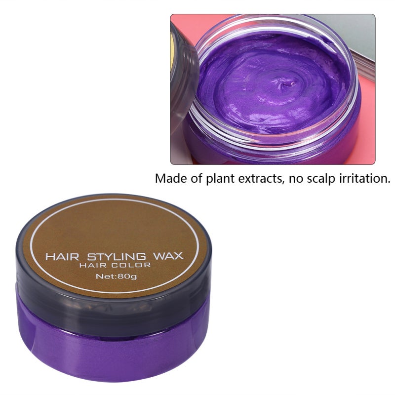 Purple 80g Plant Extract Hair Color Wax - Easy Coloring Washing Portable Hair Styling Wax for Home Professional Men Women - Image 3