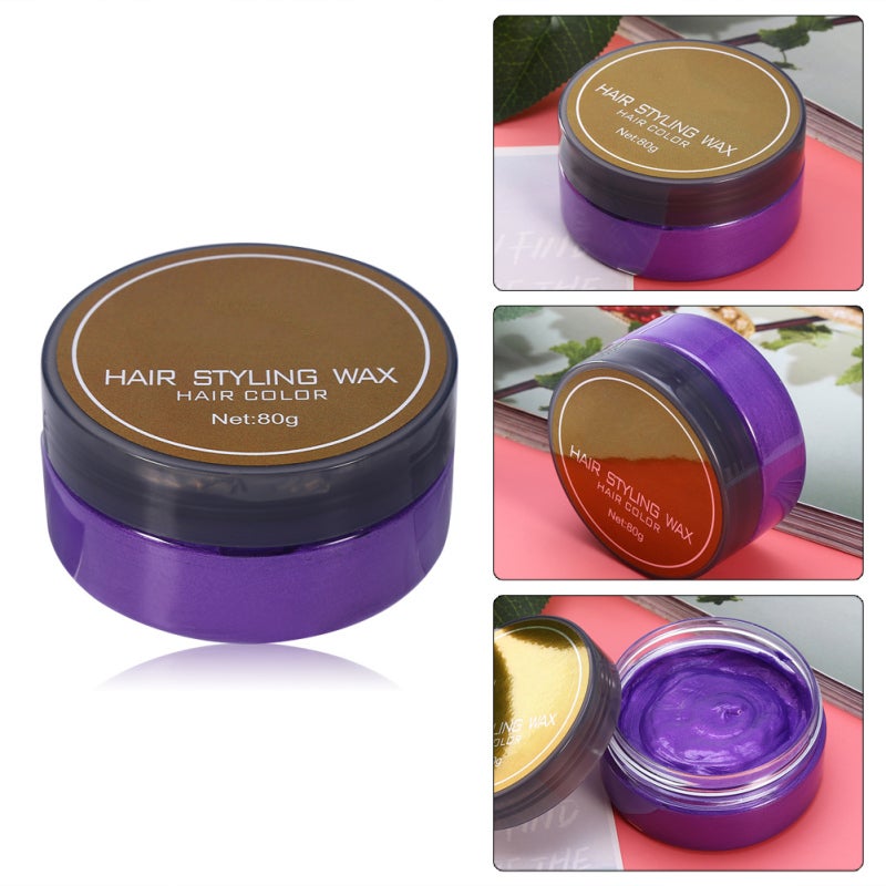 Purple 80g Plant Extract Hair Color Wax - Easy Coloring Washing Portable Hair Styling Wax for Home Professional Men Women - Image 5