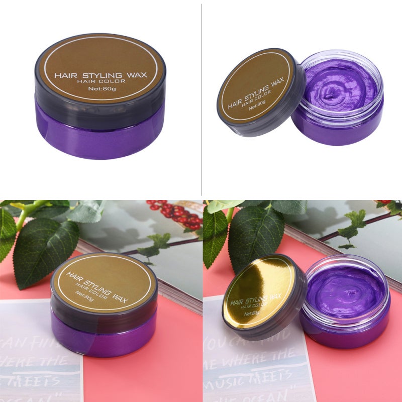 Purple 80g Plant Extract Hair Color Wax - Easy Coloring Washing Portable Hair Styling Wax for Home Professional Men Women - Image 4
